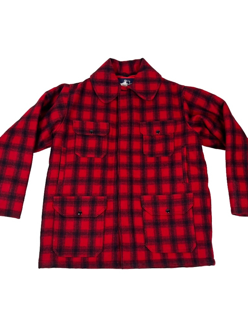 Vintage Woolrich 523 Red Mackinaw Buffalo Plaid Wool Hunting Coat Jacket